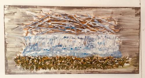 Old man and the sea-4 (diptych 2009, 1x15x30, acryl:mixed materials on oak)